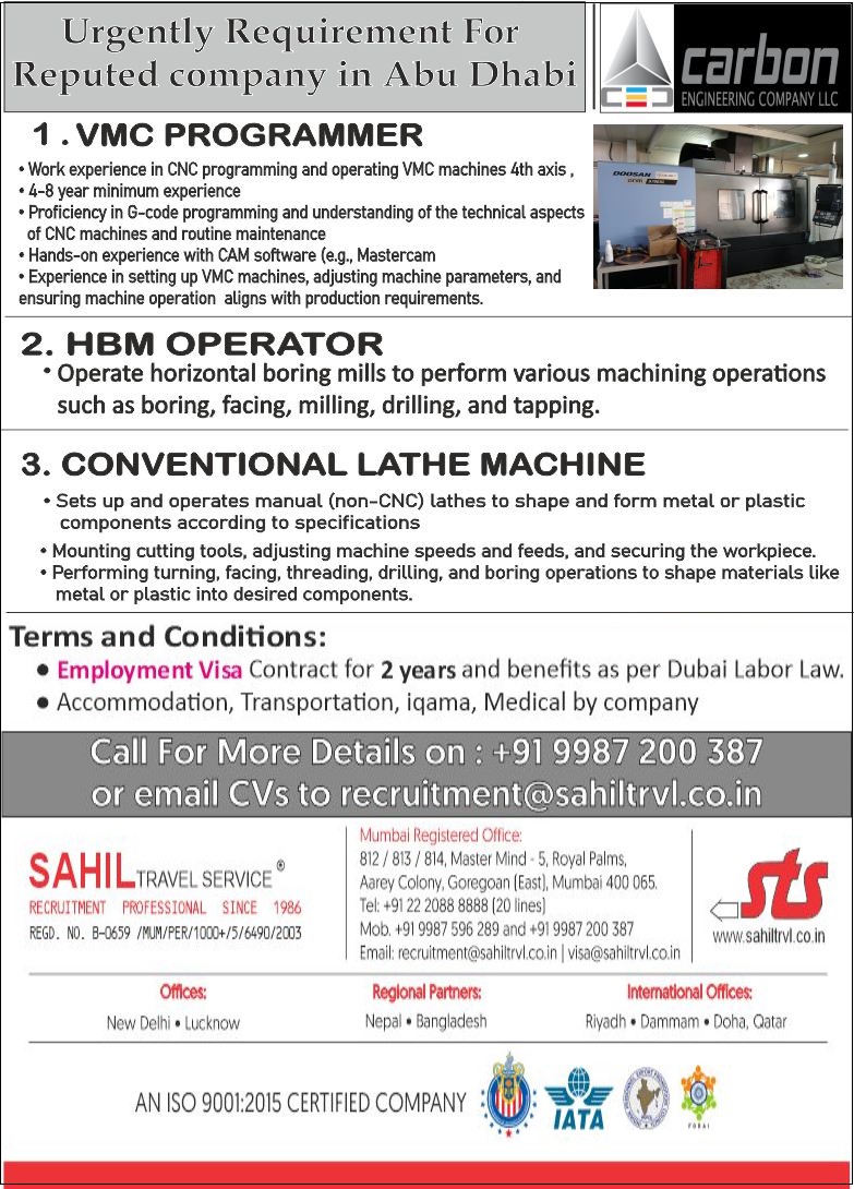 Required for hige and reputed company in Abu Dhabi. 