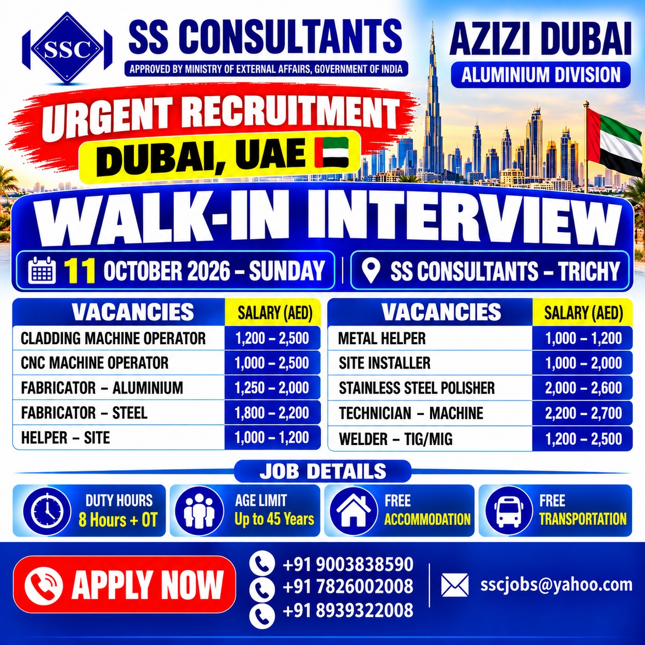 Dubai UAE Jobs 2026 | Urgent Recruitment | Walk-In Interview