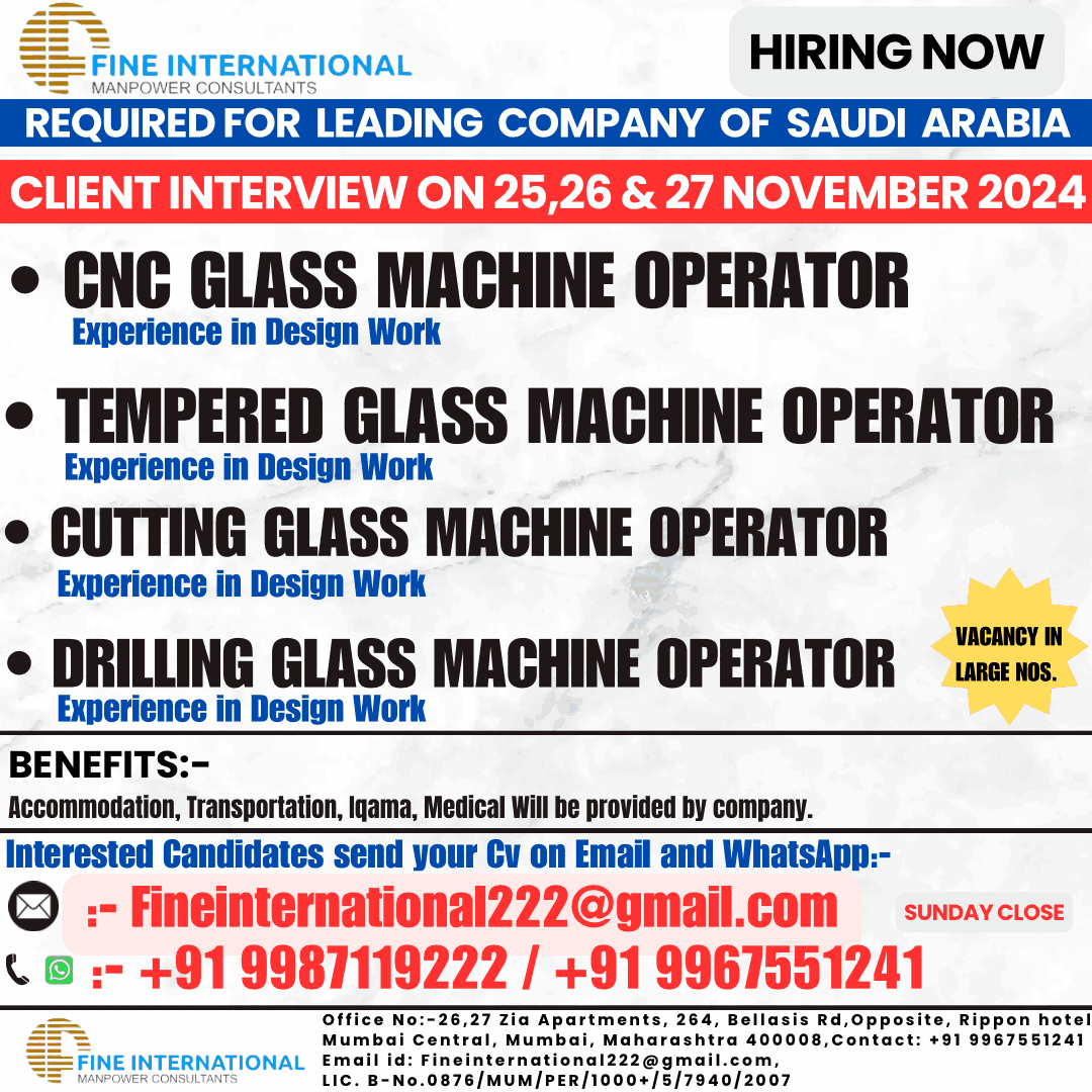 Urgently Required For Company K.S.A 🇸🇦  Online Client Interview on 25, 26 & 27 November 2024
