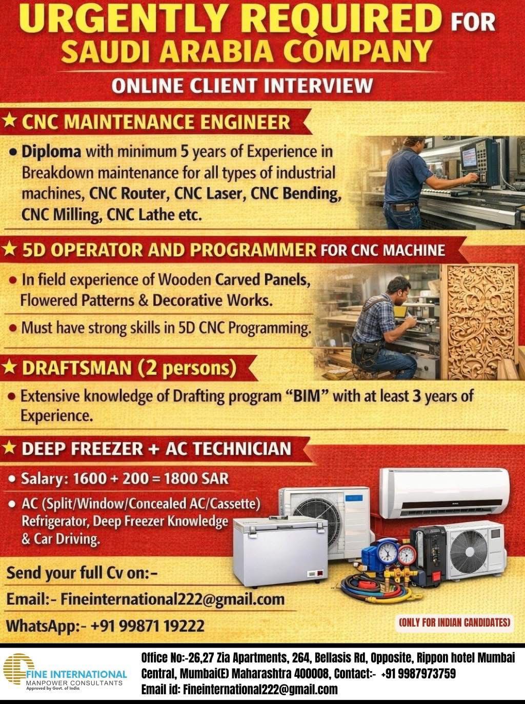 URGENTLY REQUIRED FOR SAUDI ARABIA COMPANY   ONLINE CLIENT INTERVIEW 