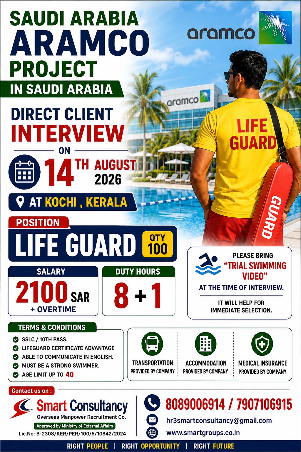 WE ARE HIRING FOR  SRACO(ARAMCO PROJECT)- SAUDI ARABIA, 14TH AUGUST AT KOCHI, KERALA
