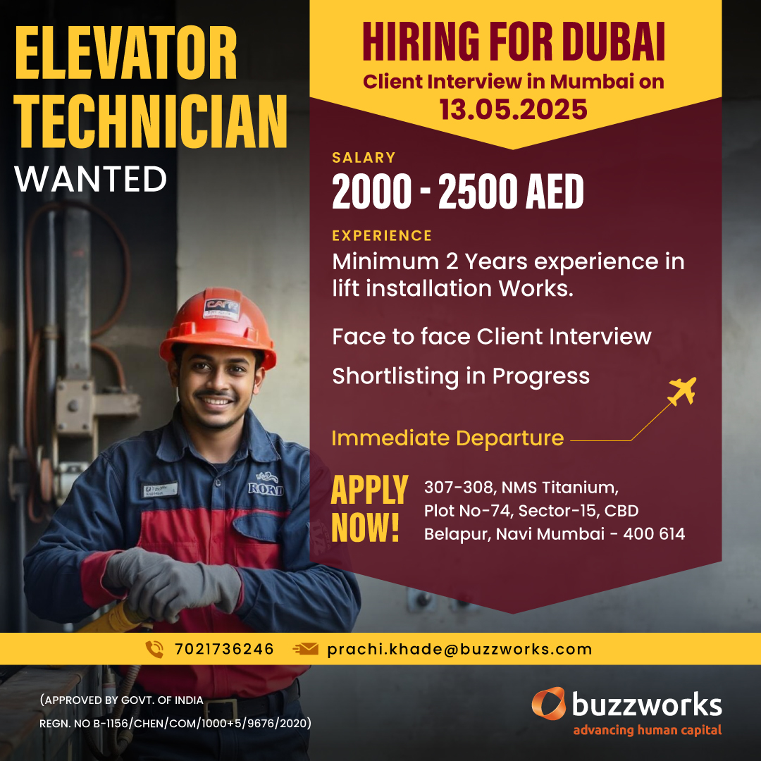 Client Interview for Dubai of Elevator Technician in Mumbai