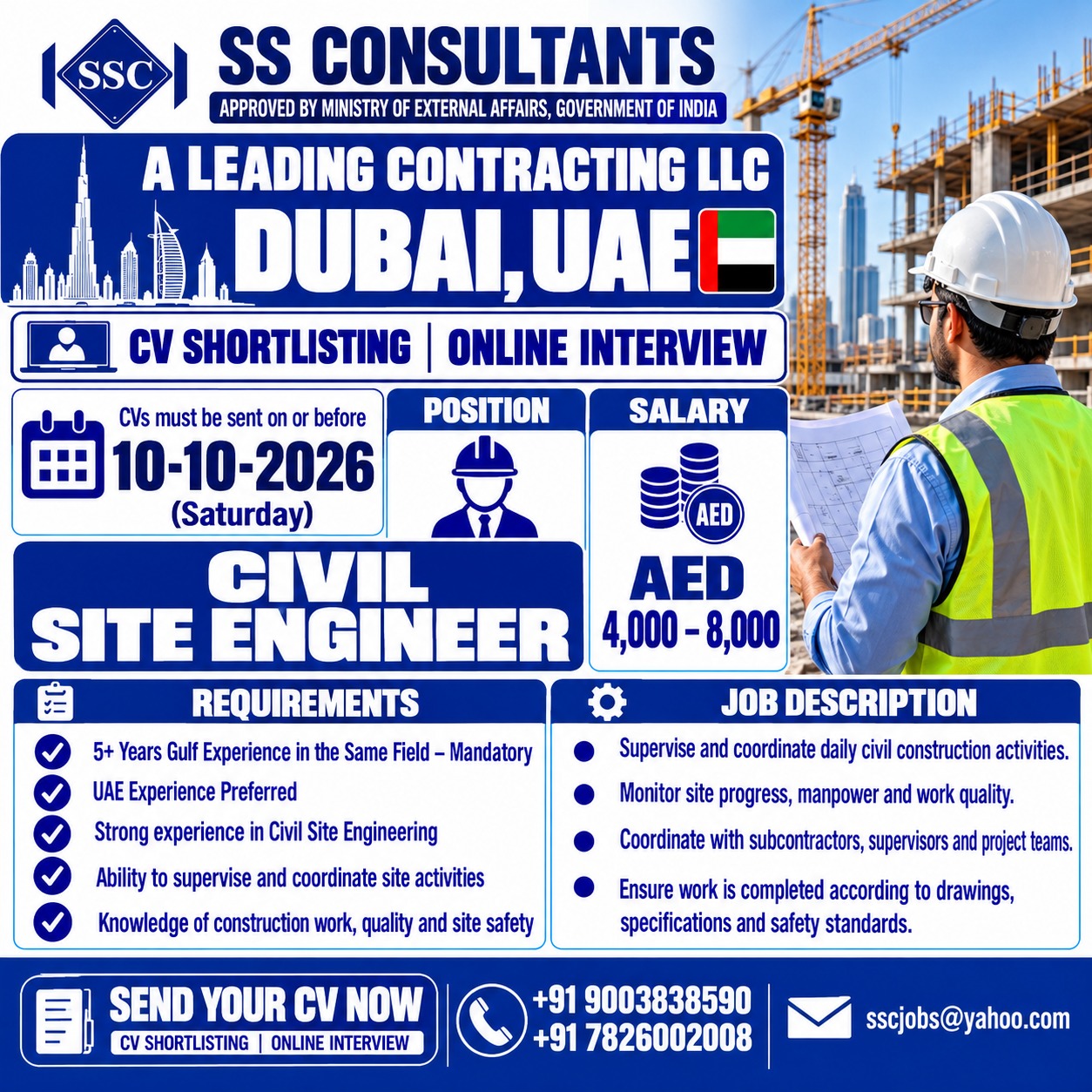 Civil Site Engineer Jobs in Dubai – Online Interview