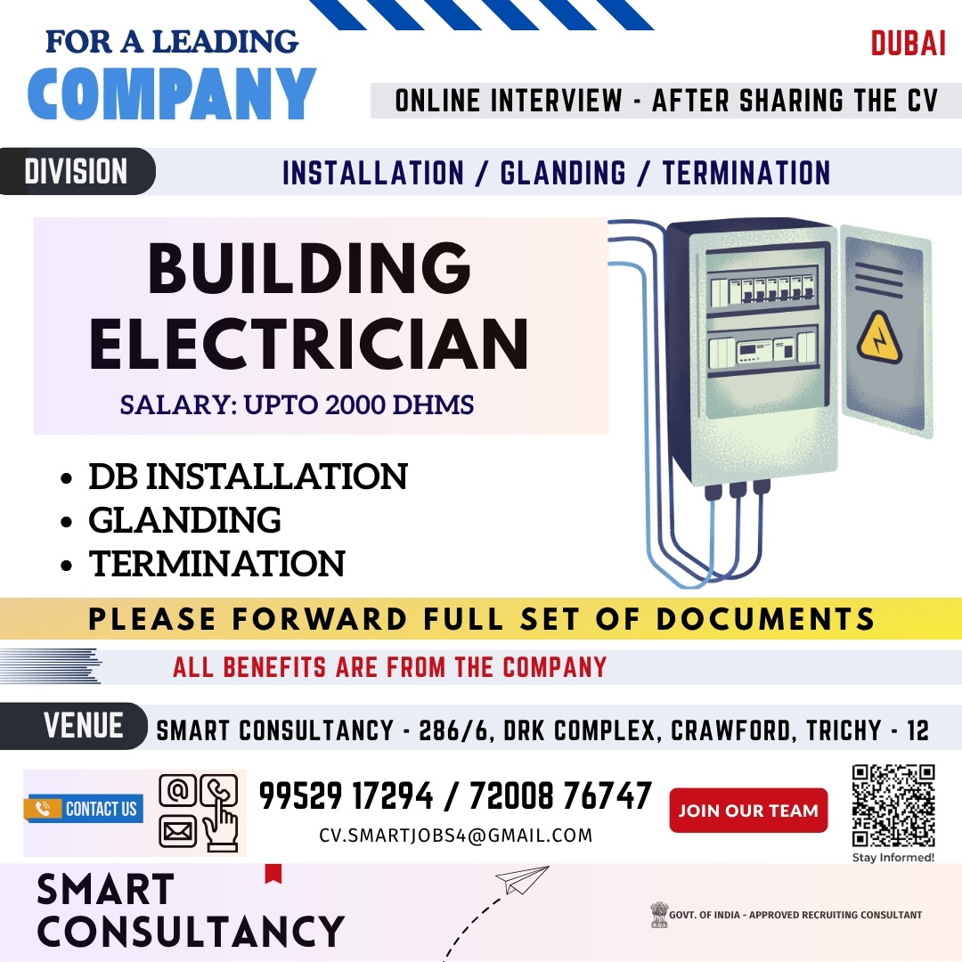 WANTED FOR A LEADING COMPANY - UAE GLANDING / TERMINATION / INSTALLATION ONLINE CLIENT INTERVIEW ON 19 JULY