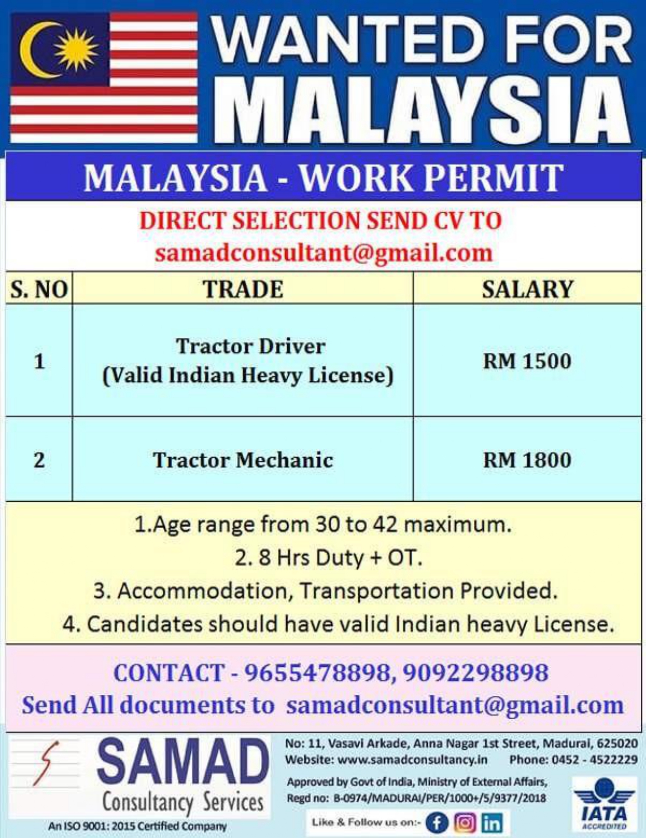 Tractor Driver & Mechanic Jobs