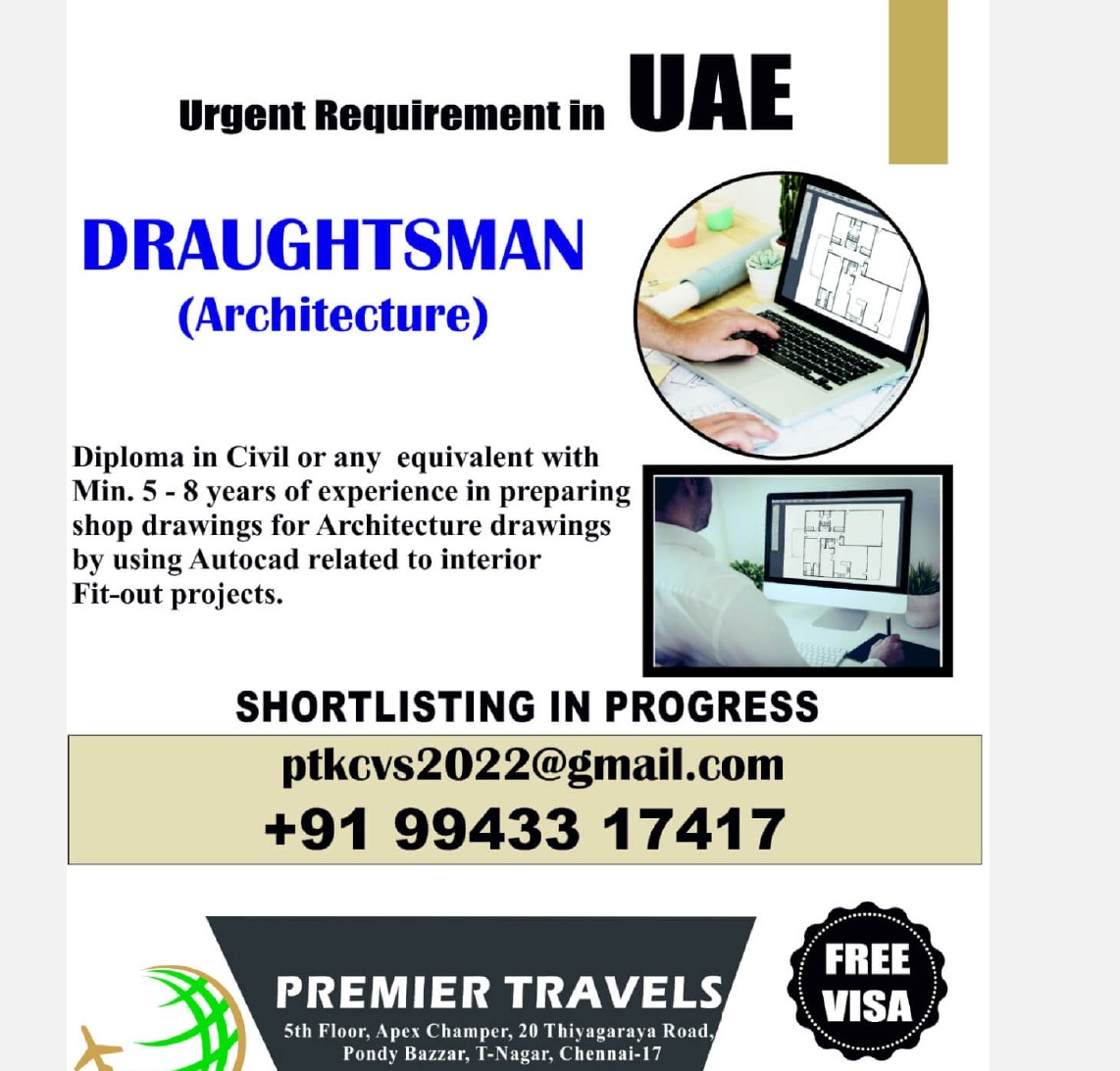 Required Draughtsman for UAE