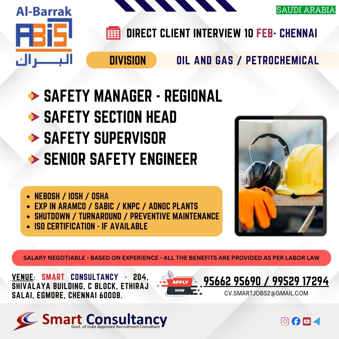🚨 SAUDI ARABIA JOB OPENINGS – DIRECT CLIENT INTERVIEW | CHENNAI 🇸🇦