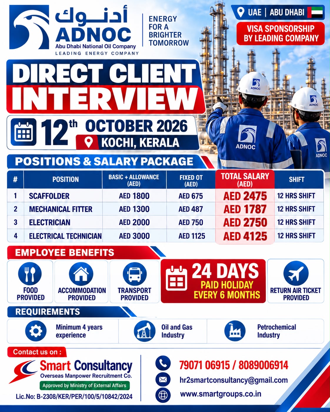 WE ARE HIRING FOR ADNOC - UAE, 12TH OCTOBER AT KOCHI, KERALAM