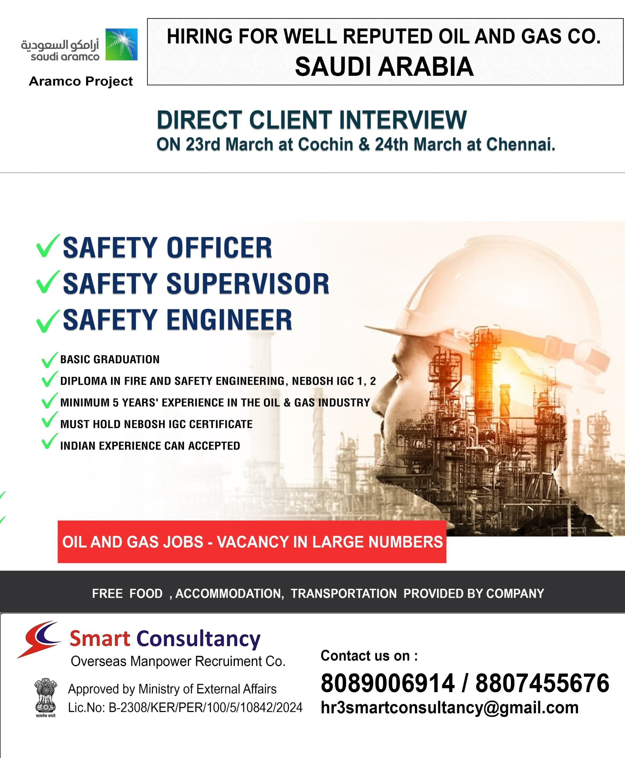 WE ARE HIRING FOR NASSER S. AL HAJRI CORPORATION (NSH) SAUDI ARABIA DIRECT CLIENT INTERVIEW ON 23RD MARCH AT COCHIN & 24TH MARCH AT CHENNAI
