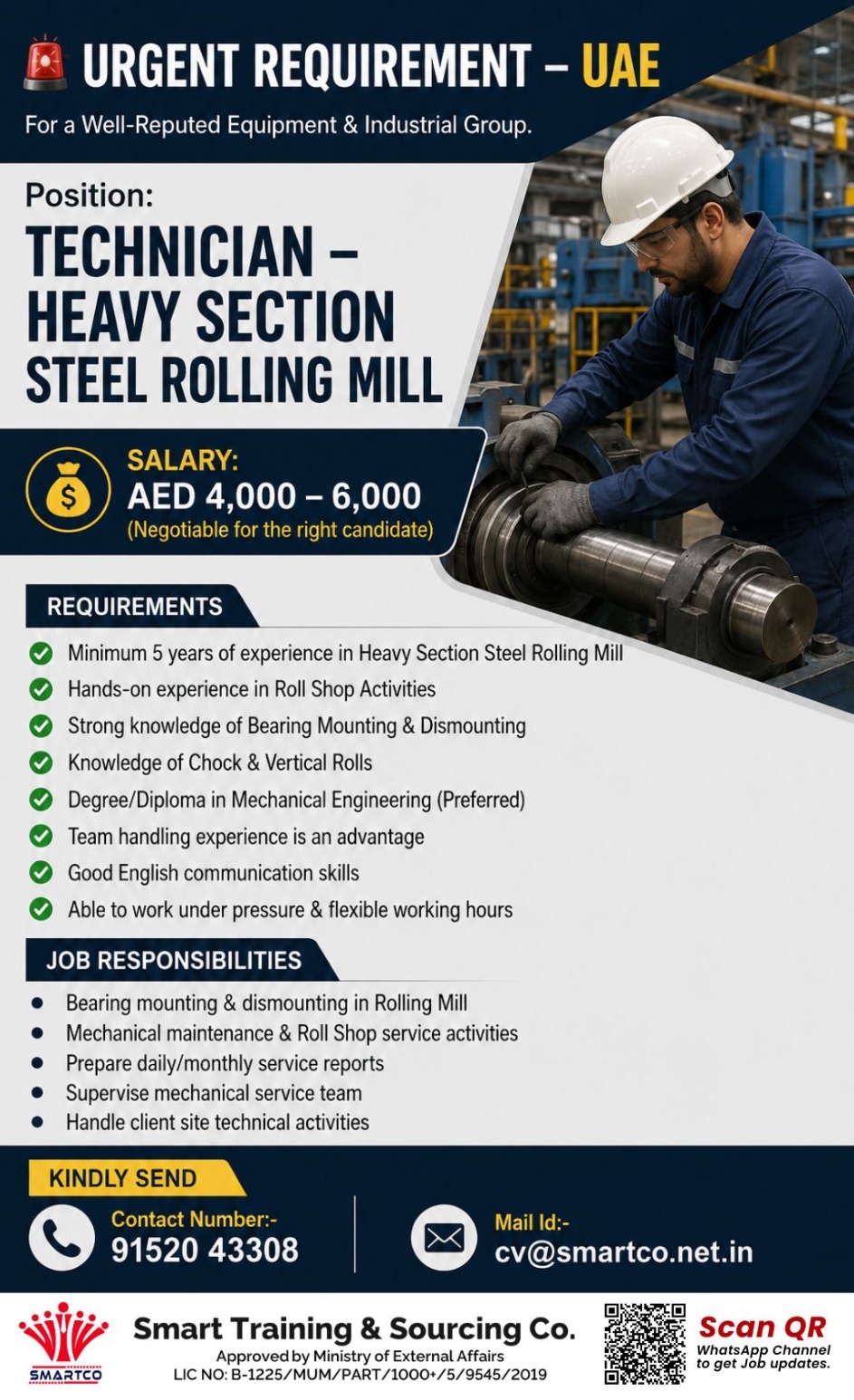 URGENT REQUIREMENT - UAE For a Well-Reputed Equipment & Industrial Group.