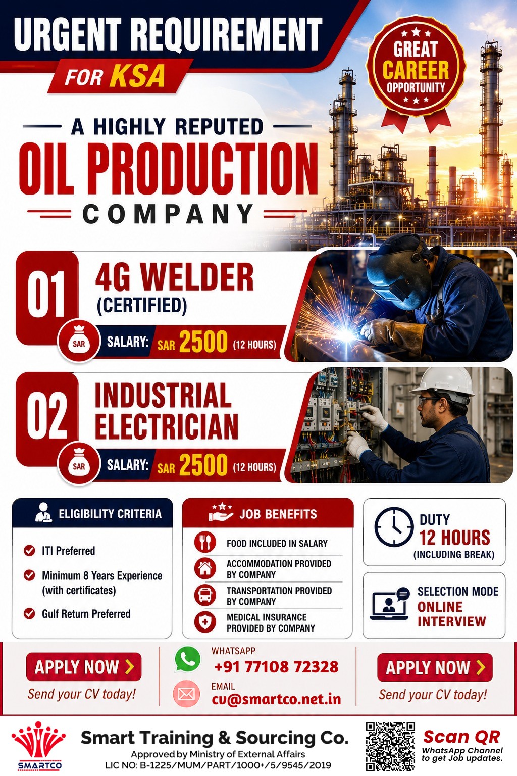URGENT REQUIREMENT FOR 🇸🇦 KSA 🚨  🏭 Hiring for a Highly Reputed Oil Production Company