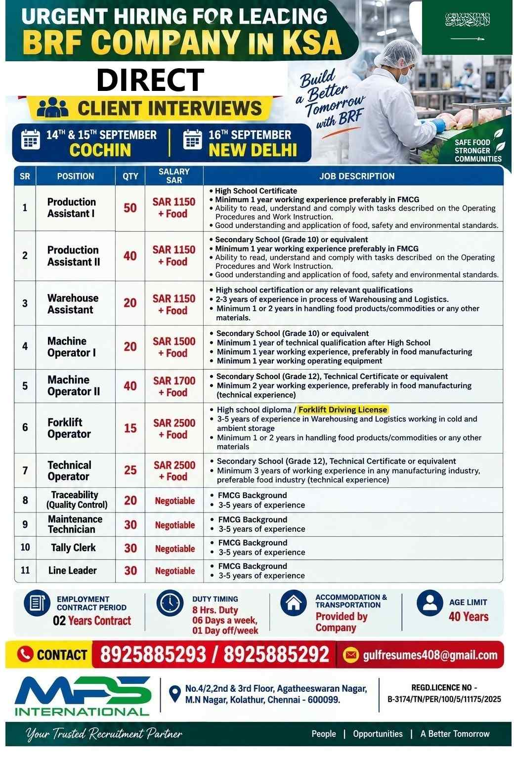 CLIENT INTERVIEWS ON 14th & 15th September – Cochin & 16th September – New Delhi