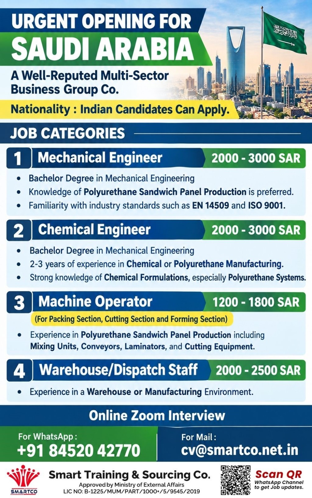 URGENT OPENING FOR SAUDI ARABIA