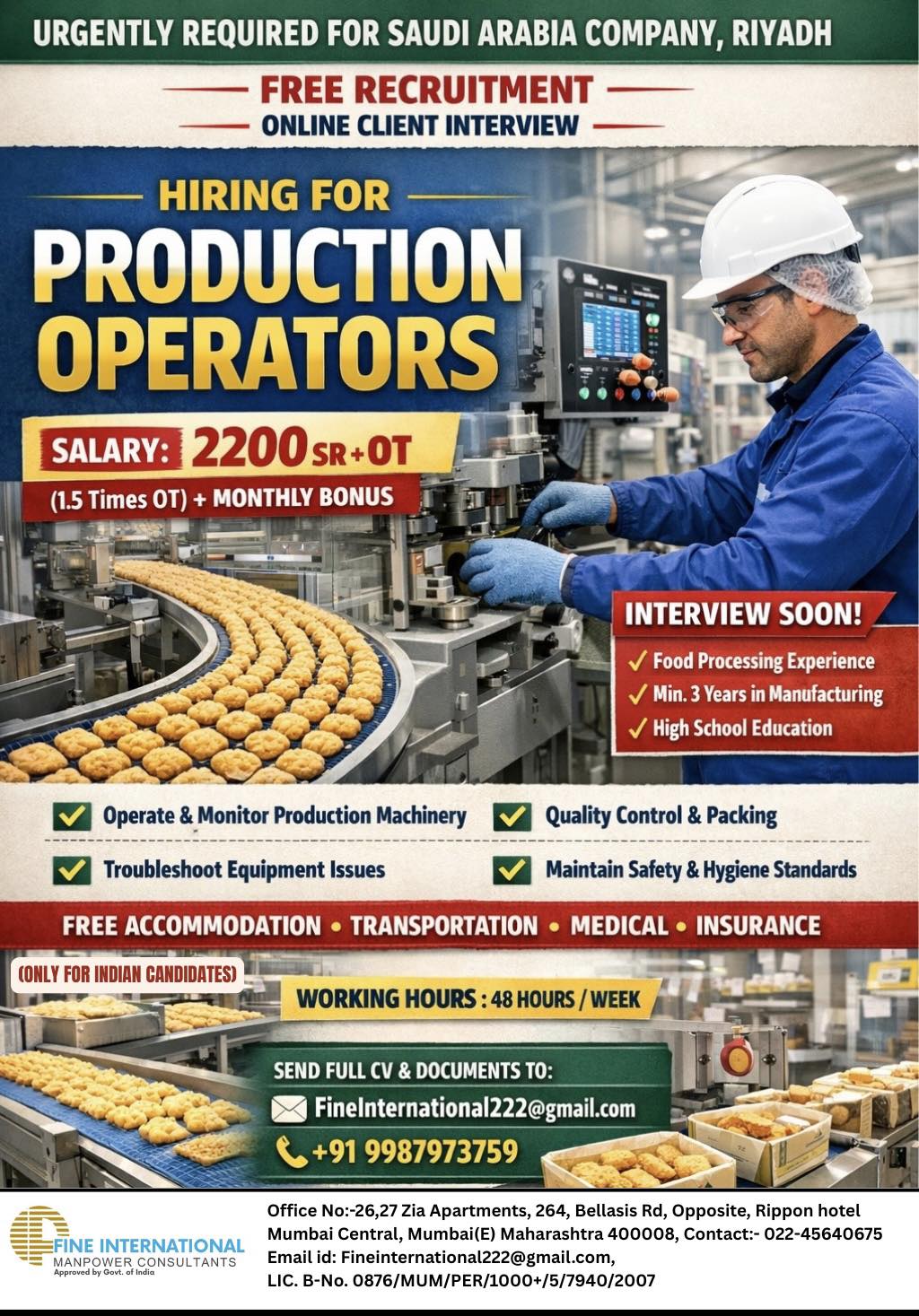 URGENTLY REQUIRED FOR SAUDI ARABIA COMPANY, RIYADH FREE RECRUITMENT ONLINE CLIENT INTERVIEW