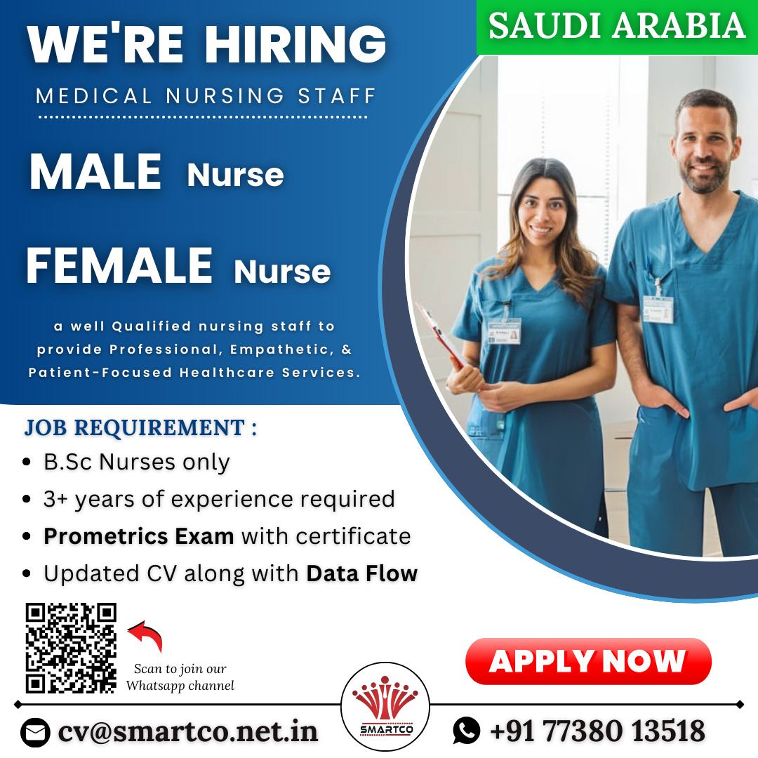 WE'RE HIRING MEDICAL NURSING STAFF MALE Nurse FEMALE Nurse