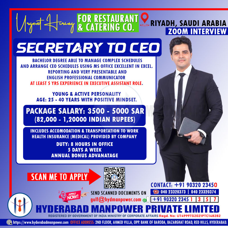 Urgent Hiring for A Leading Restaurant & Catering Company - Saudi Arabia