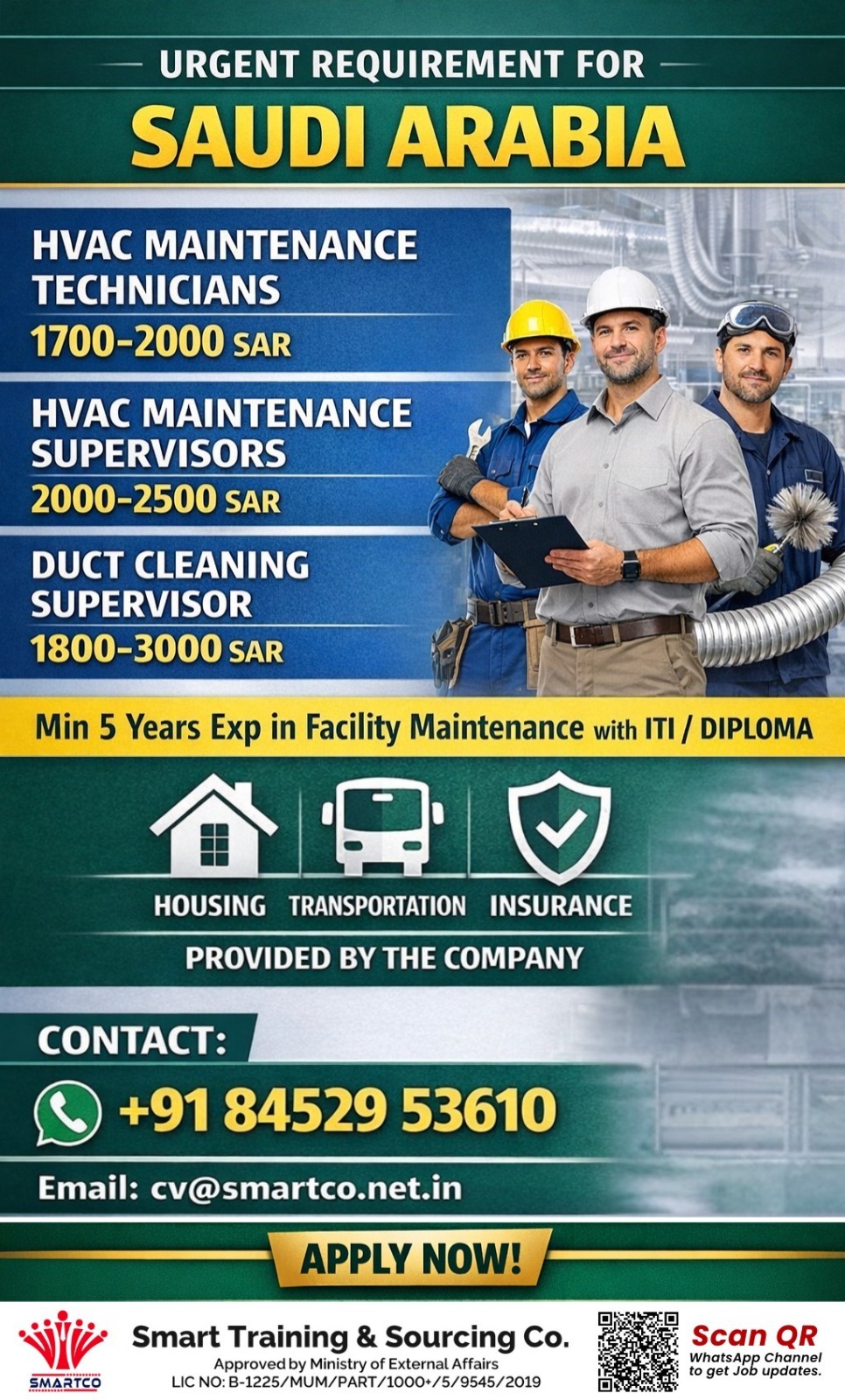 URGENT REQUIREMENT FOR SAUDI ARABIA