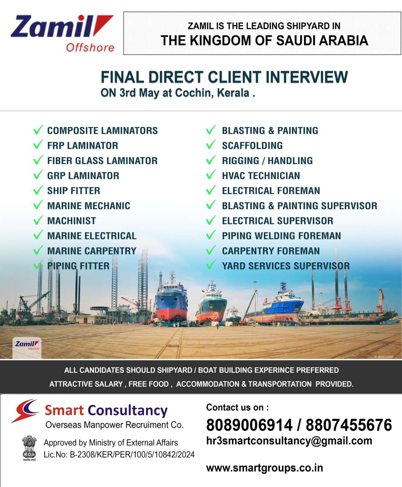 WE ARE HIRING FOR DUBAI - UAE, DIRECT CLIENT INTERVIEW ON 3RD MAY AT COCHIN