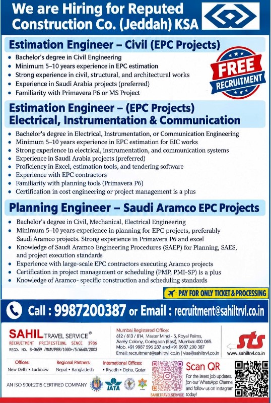 We are Hiring for Huge and highly reputed company Dammam, Saudi arabia.