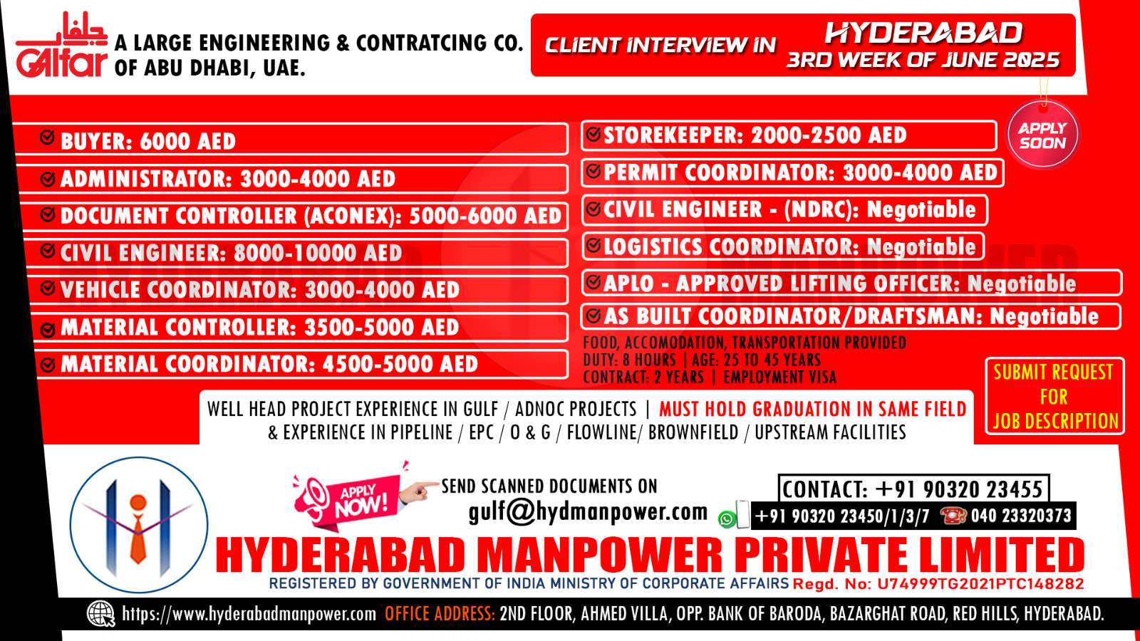 Urgent Hiring for A Leading Engineering & Construction Company of Abu Dhabi, UAE