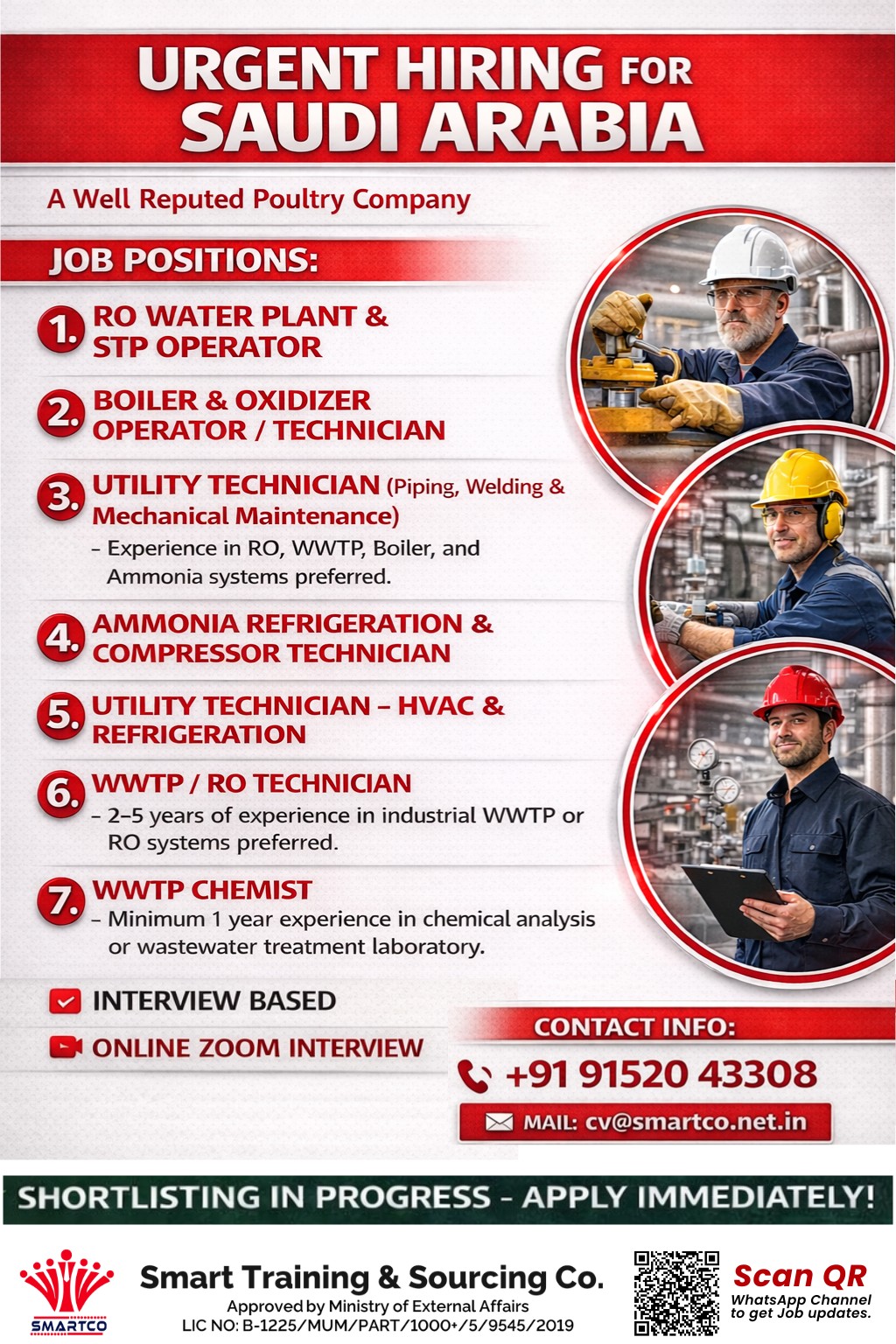 URGENT HIRING FOR SAUDI ARABIA A Well Reputed Poultry Company