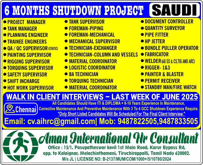 Shutdown project @ Saudi 