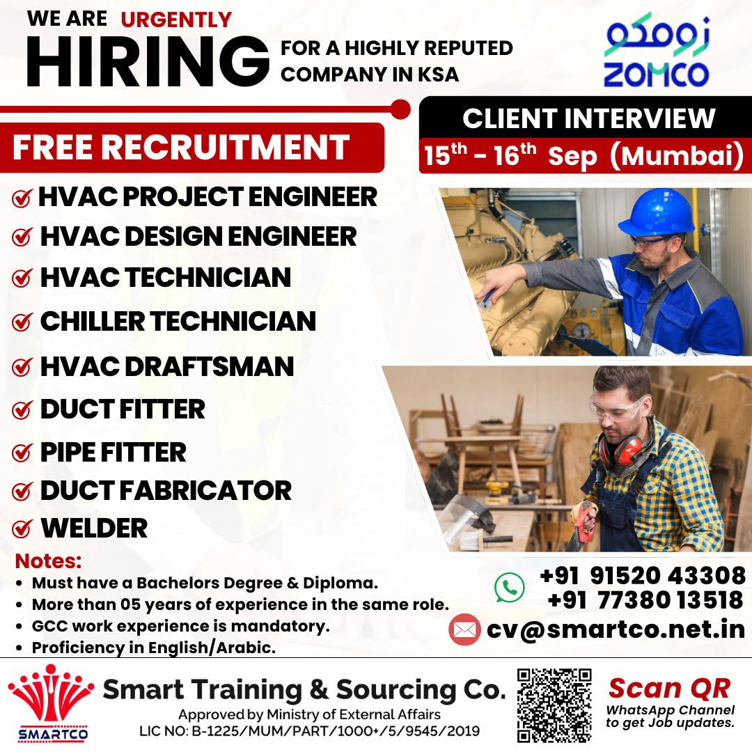 WE ARE URGENTLY HIRING FOR A HIGHLY REPUTED COMPANY IN KSA