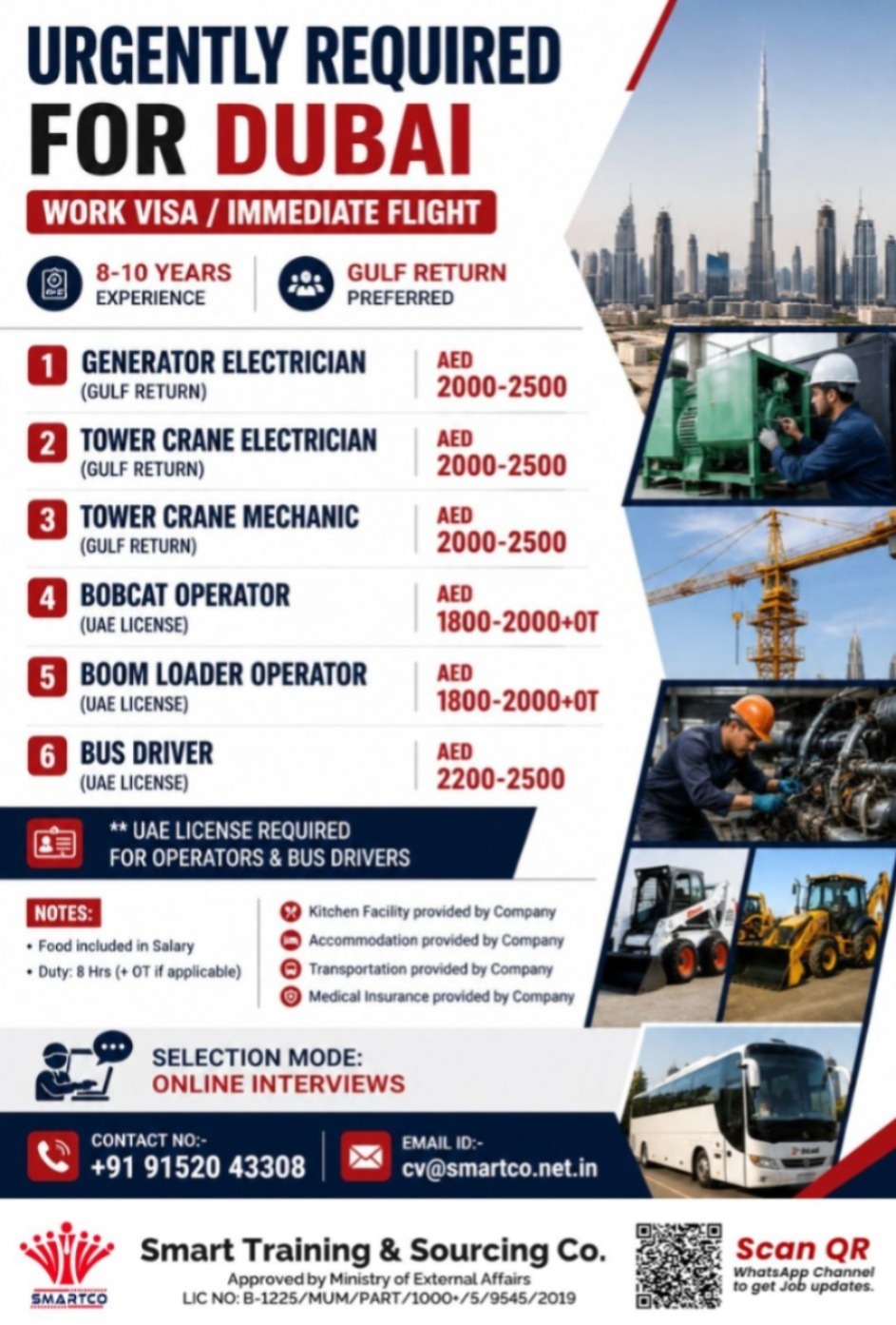 URGENTLY REQUIRED FOR DUBAI  WORK VISA / IMMEDIATE FLIGHT