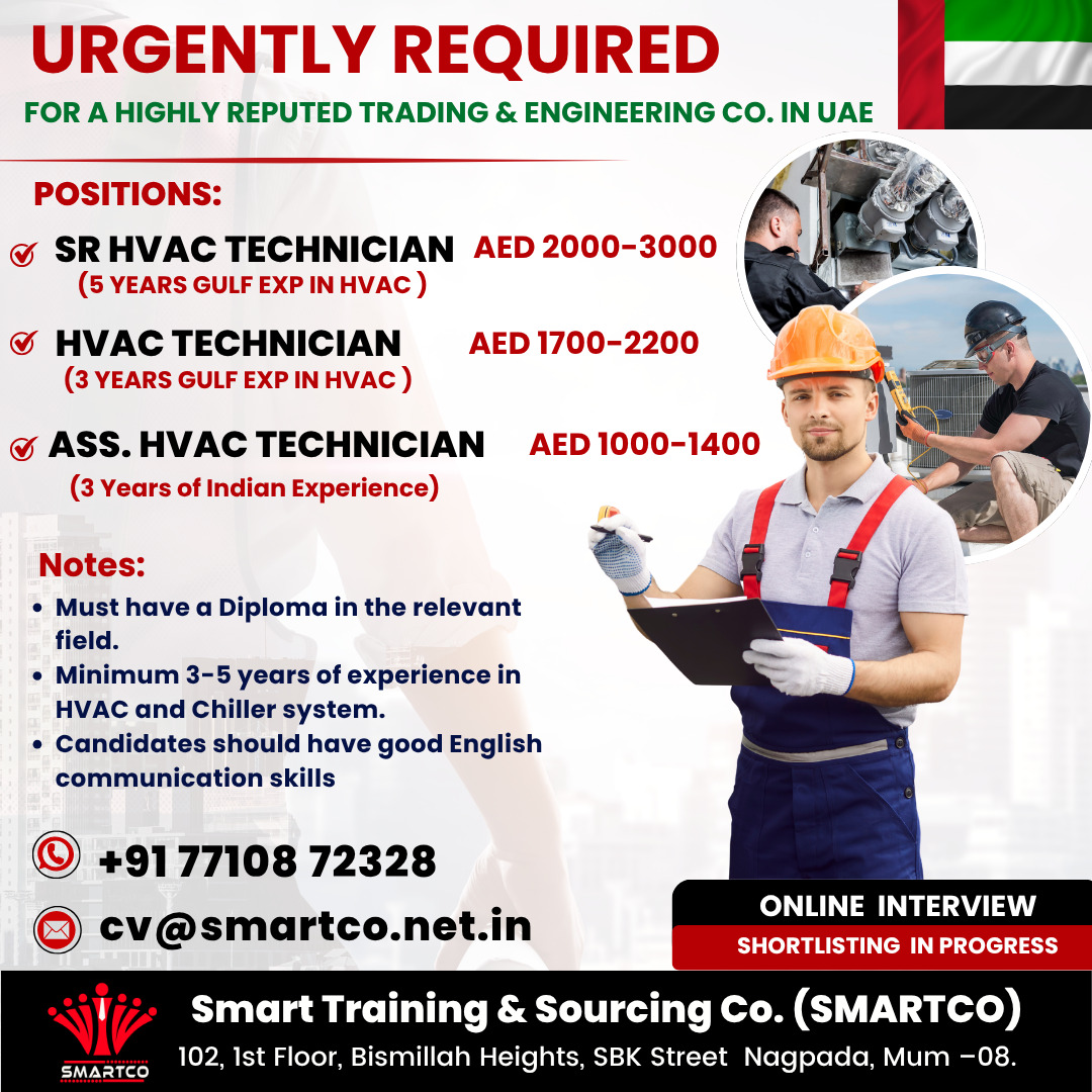 URGENTLY REQUIRED FOR A HIGHLY REPUTED TRADING & ENGINEERING CO. IN UAE