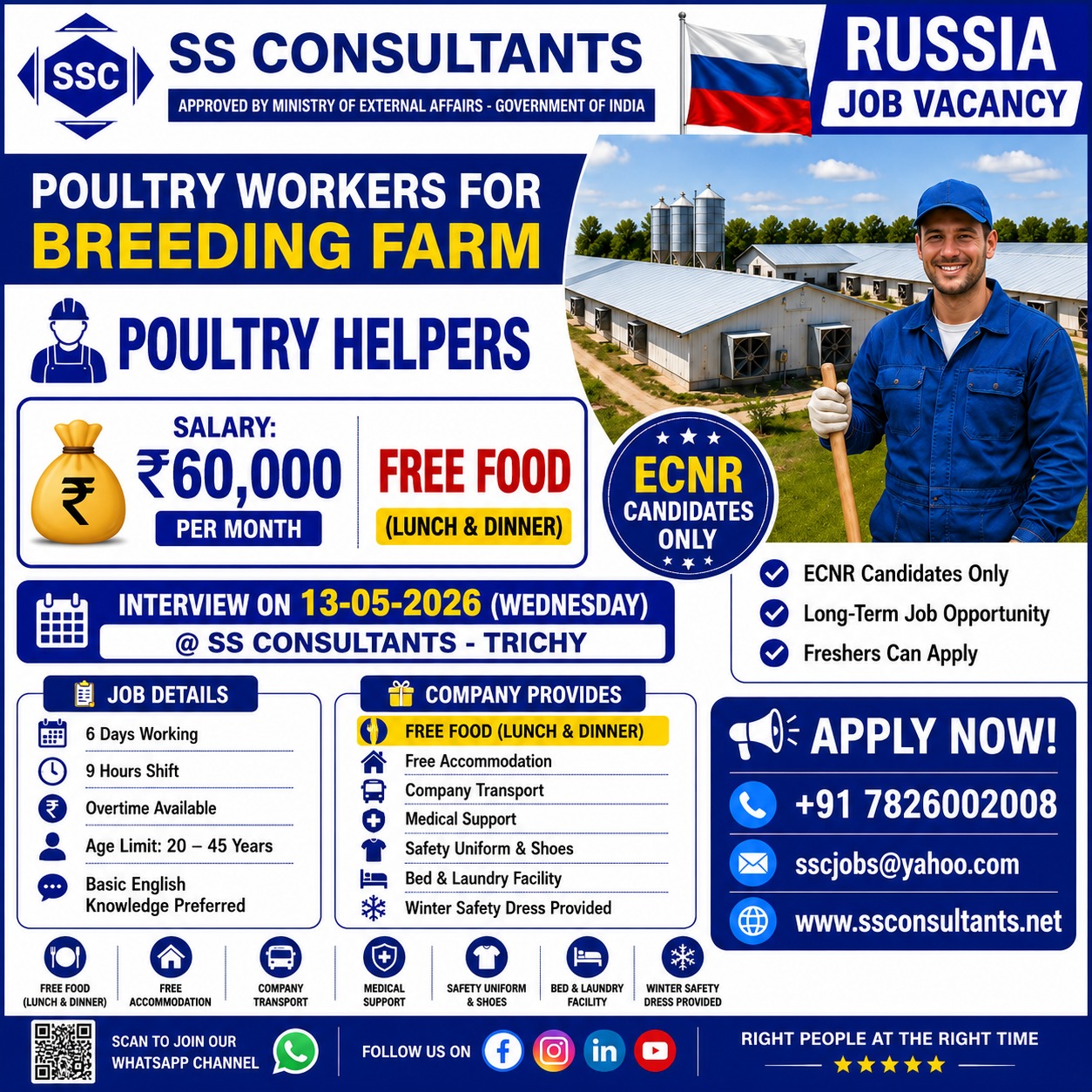 Russia Job Vacancy 2026 – Poultry Farm Workers Needed | ECNR Candidates Only