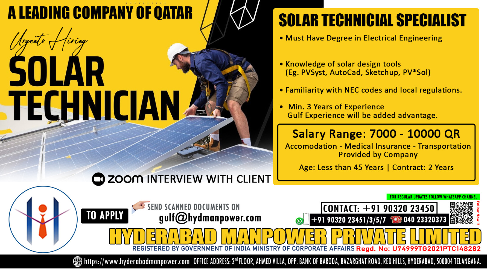 Urgnet Hiring for A Leading Company of Qatar