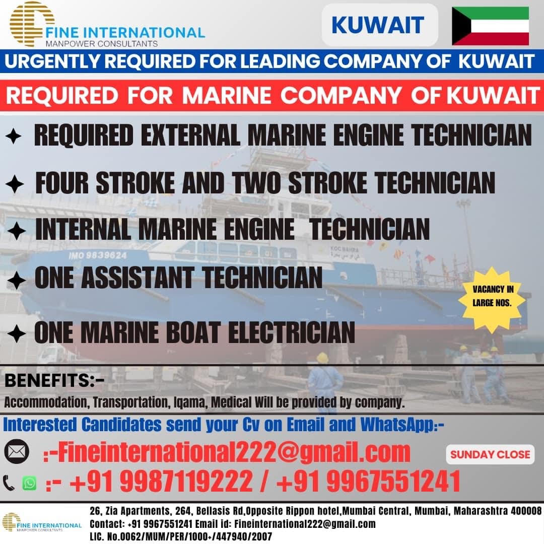 URGENTLY REQUIRED FOR LEADING MARINE COMPANY OF KUWAIT
