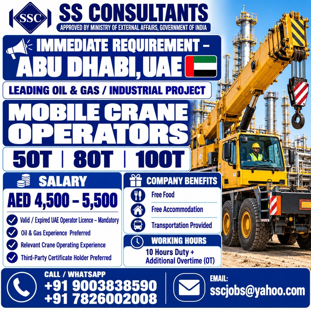 Mobile Crane Operator Jobs Abu Dhabi – 50T, 80T, 100T