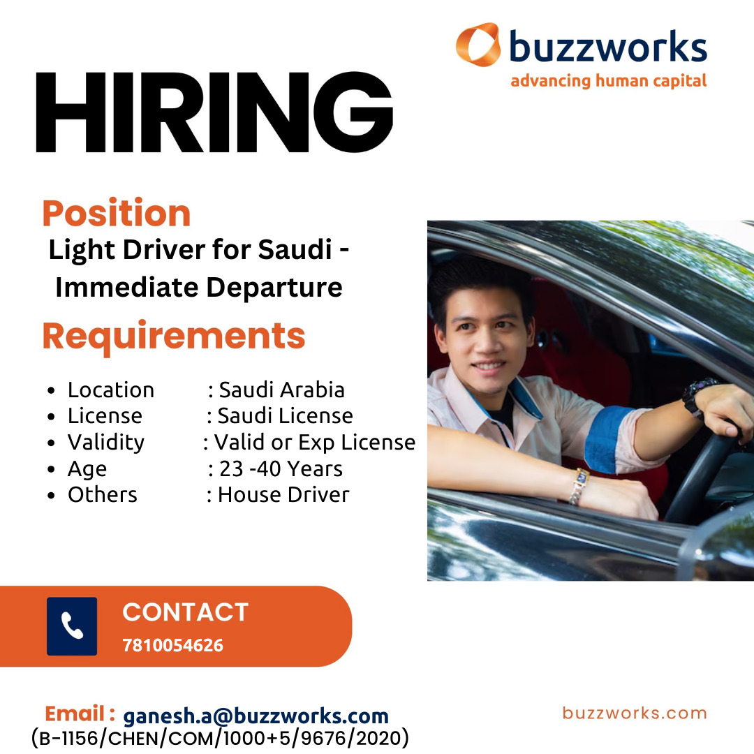House Driver Required for Saudi Arabia