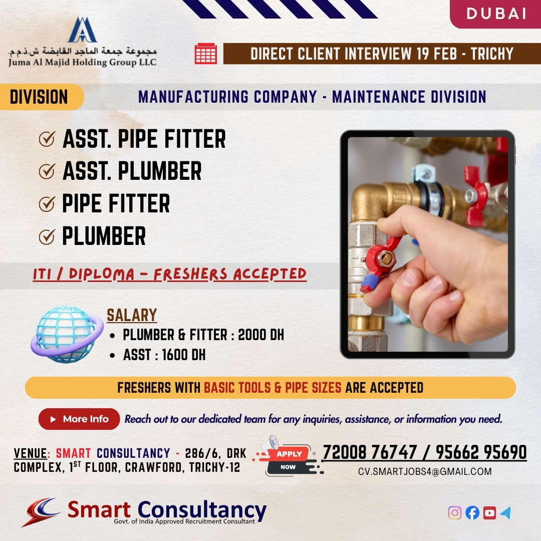 Dubai Job Opportunity – Direct Client Interview in Trichy!