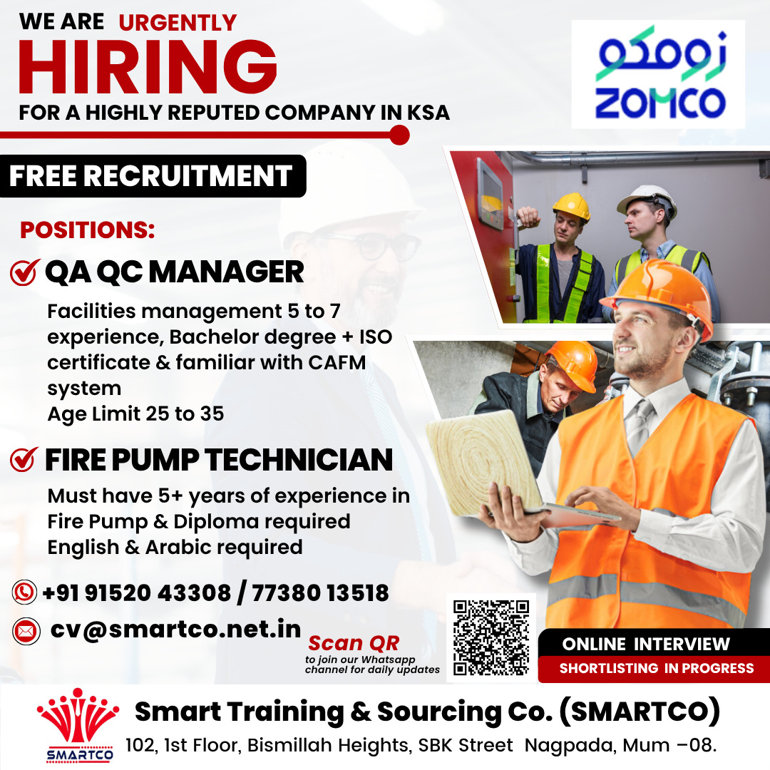 WE ARE URGENTLY HIRING FOR A HIGHLY REPUTED COMPANY IN KSA