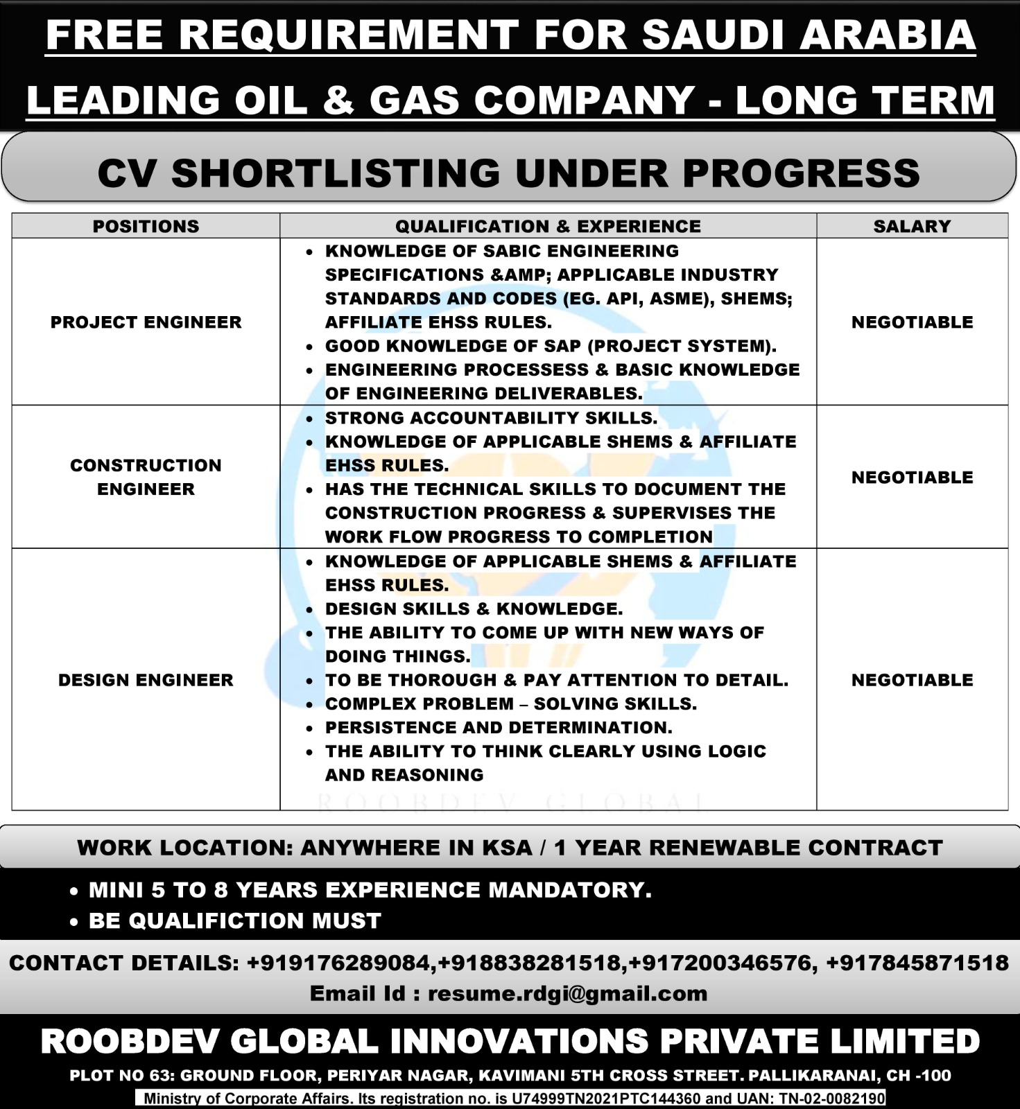 Free Recruitment Oil & Gas for KSA