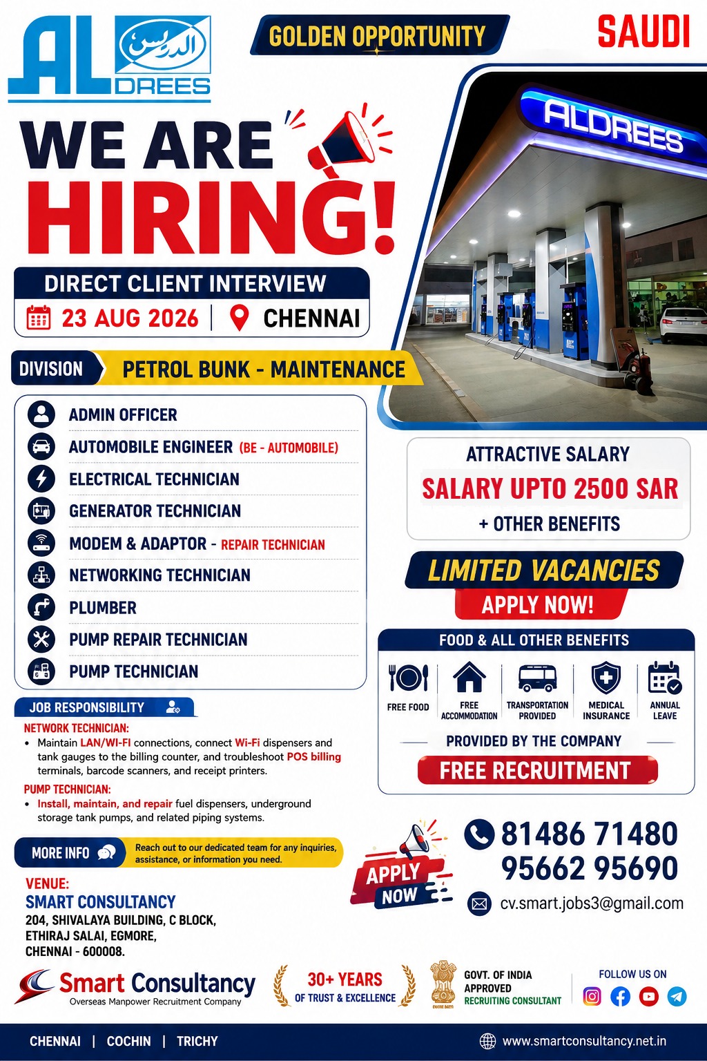 🚨 ALDREES SAUDI ARABIA – WE ARE HIRING! 🚨