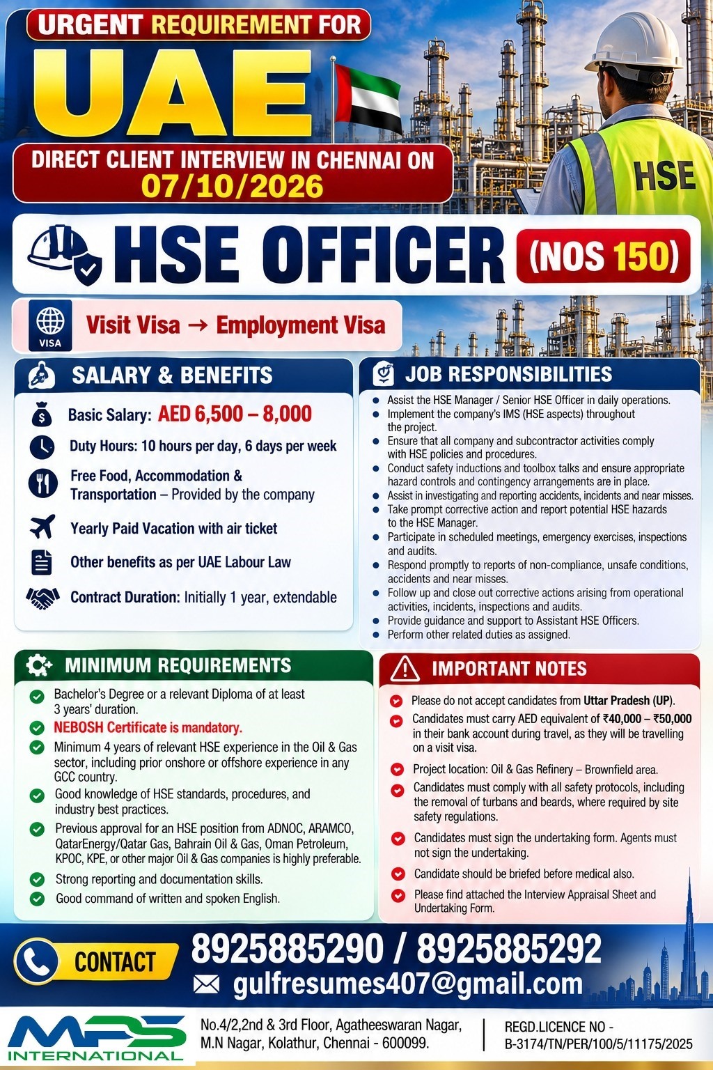 Direct client interview in Chennai on 07/10/2026