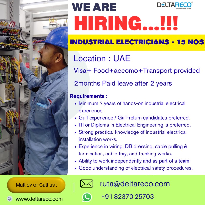 Hiring Electricians For Dubai UAE