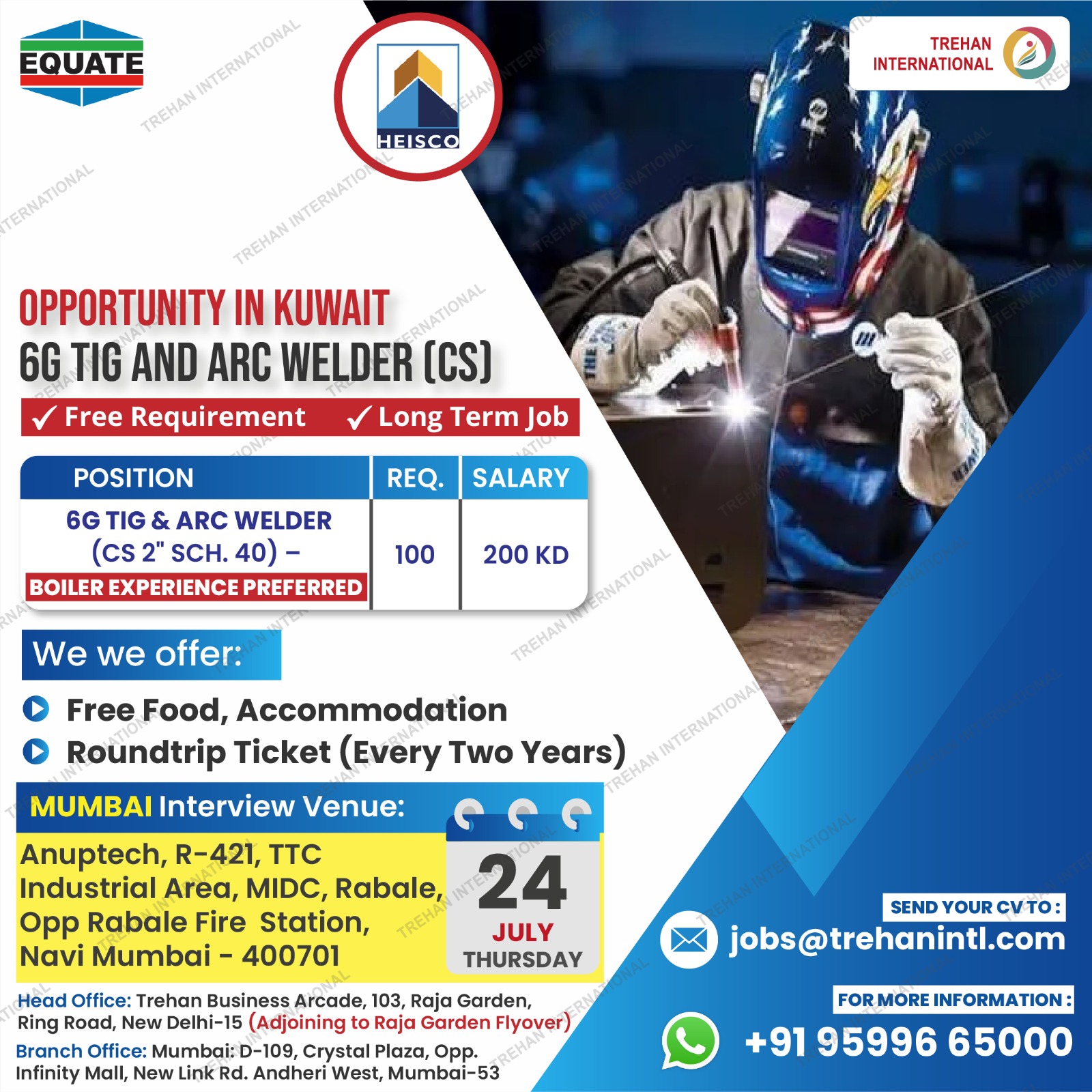We're hiring 6G TIG & ARC Welders (CS) for a long-term project with HEISCO – EQUATE