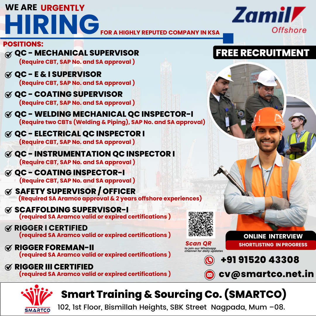 WE ARE URGENTLY HIRING POSITIONS: FOR A HIGHLY REPUTED COMPANY IN KSA