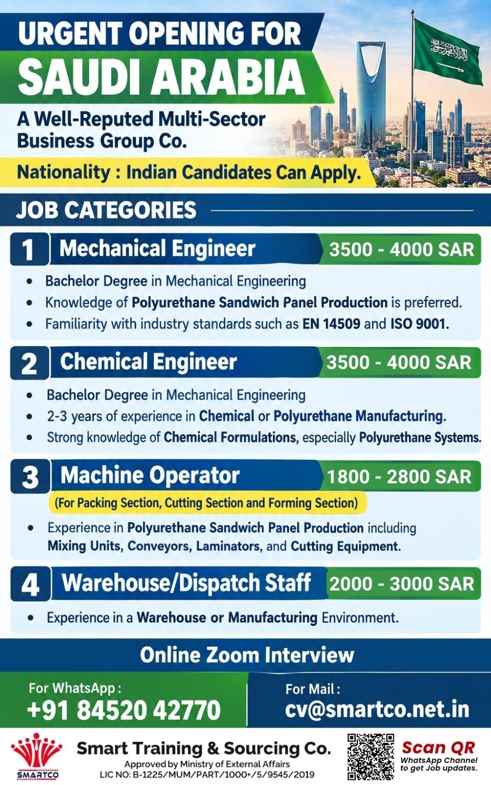 URGENT OPENING FOR SAUDI ARABIA