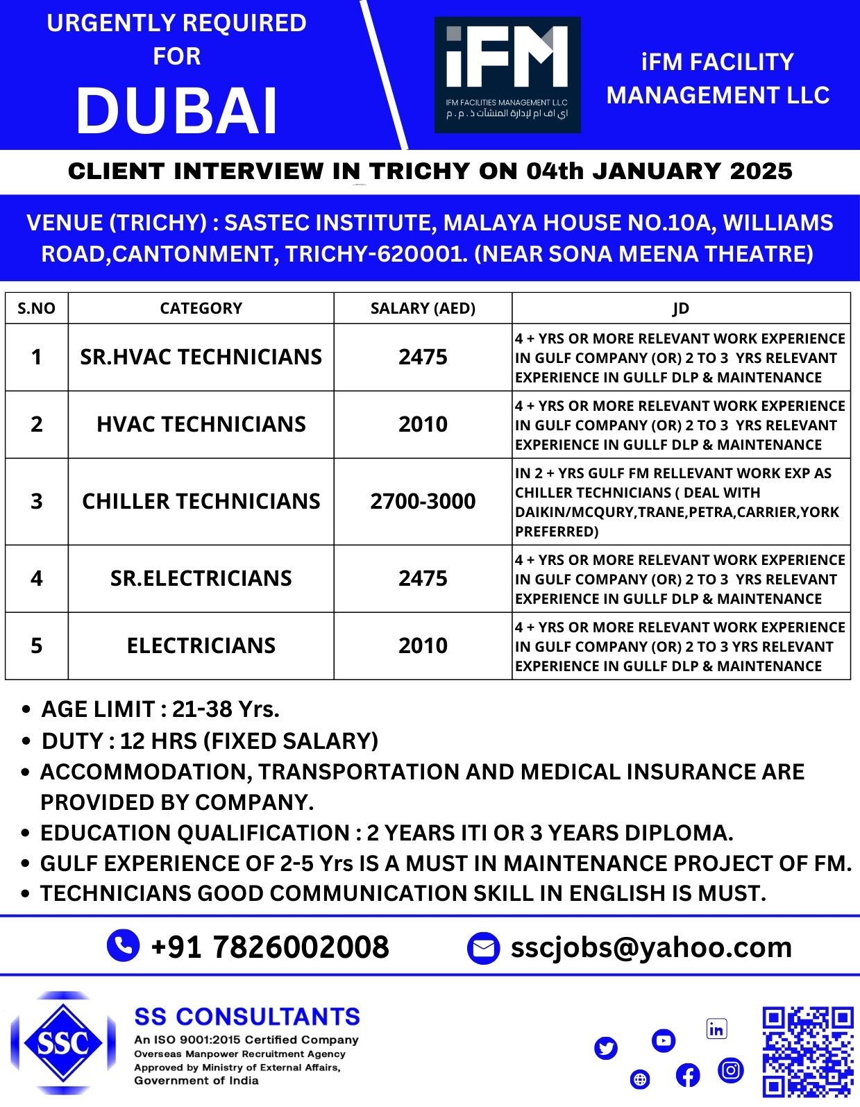 Urgent Job Openings in Dubai - iFM Facilities Management LLC