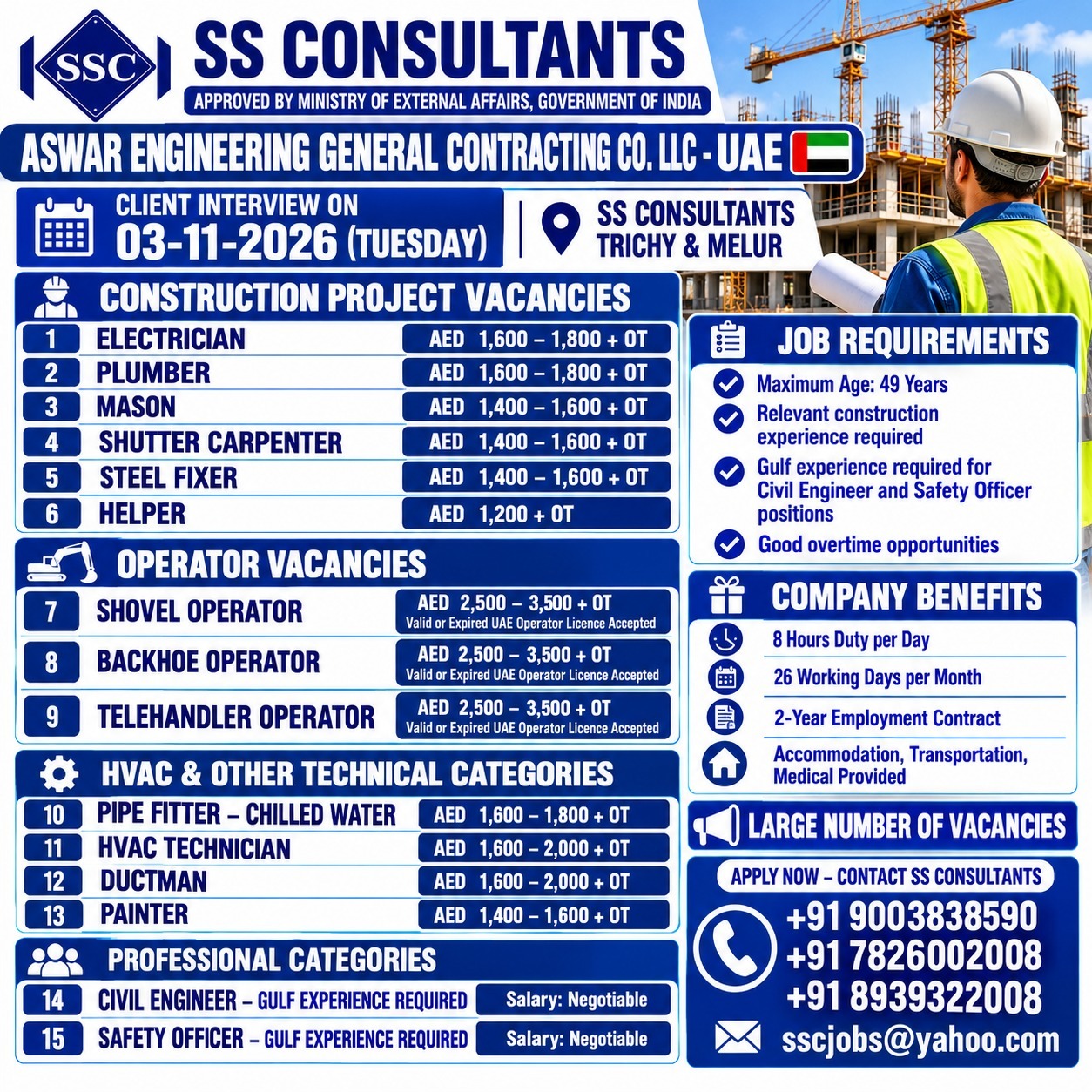 Aswar Engineering UAE Jobs 2026 – Interview 3 Nov