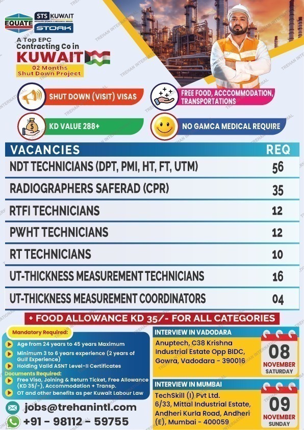 🚨 1 Days Left for Vadodara Interview | 2 Days Left for Mumbai Interview! 🇰🇼