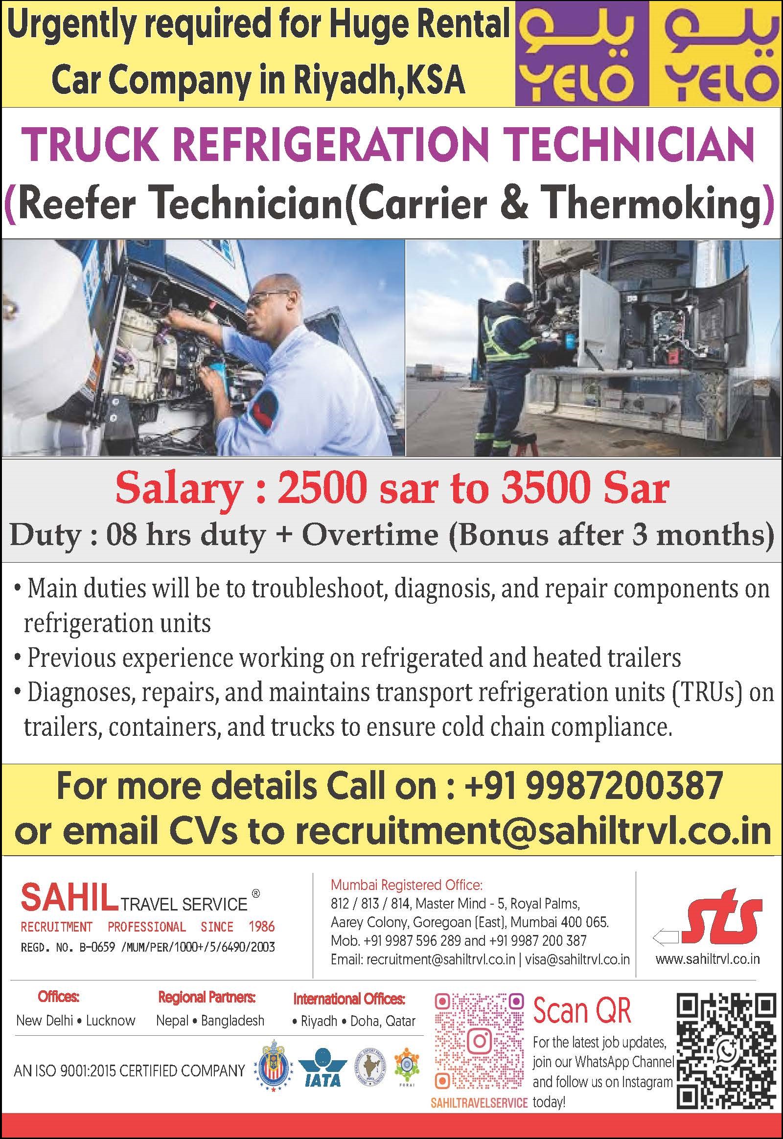 Urgently Required for Saudi arabia.