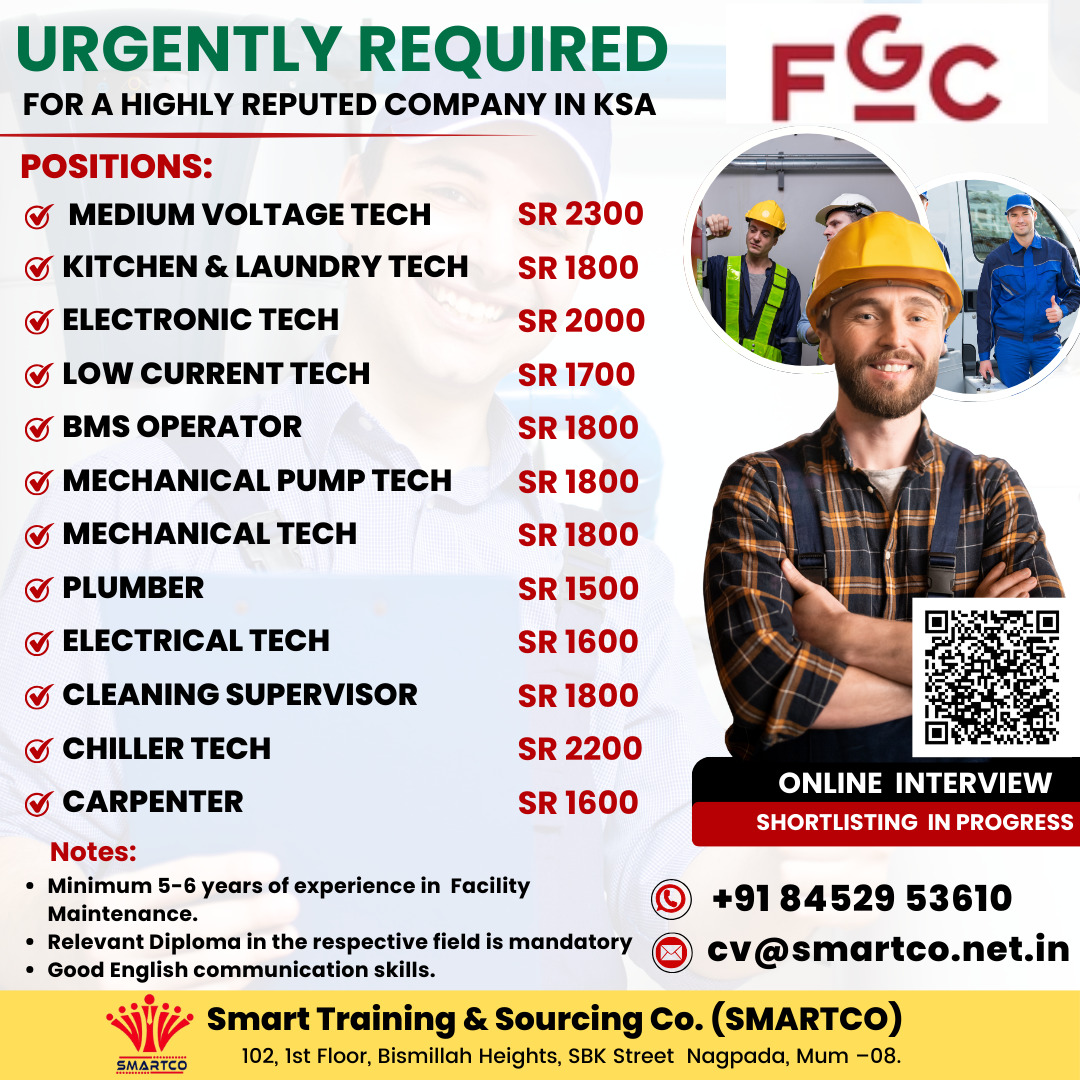 URGENTLY REQUIRED FGC FOR A HIGHLY REPUTED COMPANY IN KSA