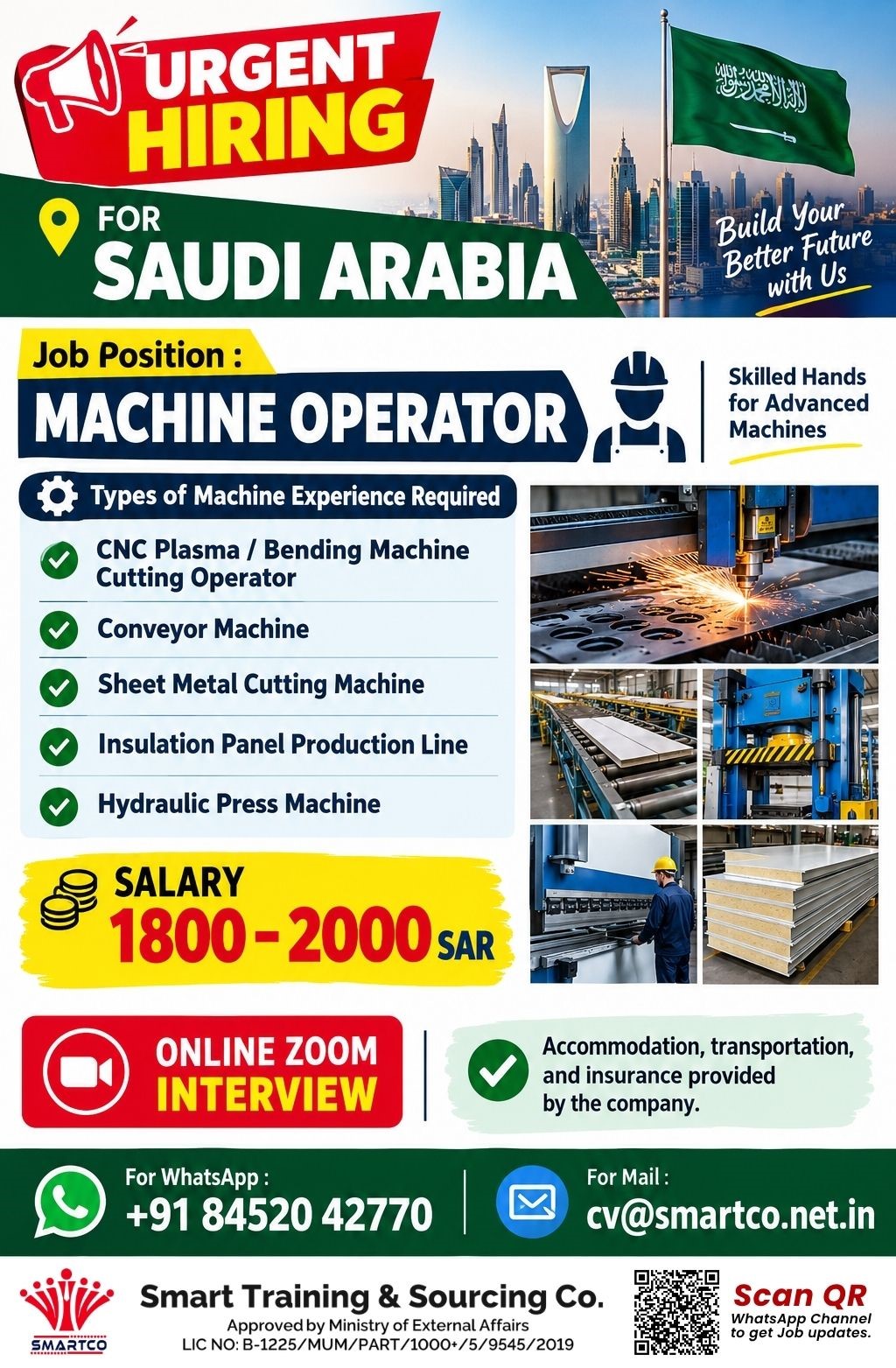 URGENT HIRING FOR SAUDI ARABIA