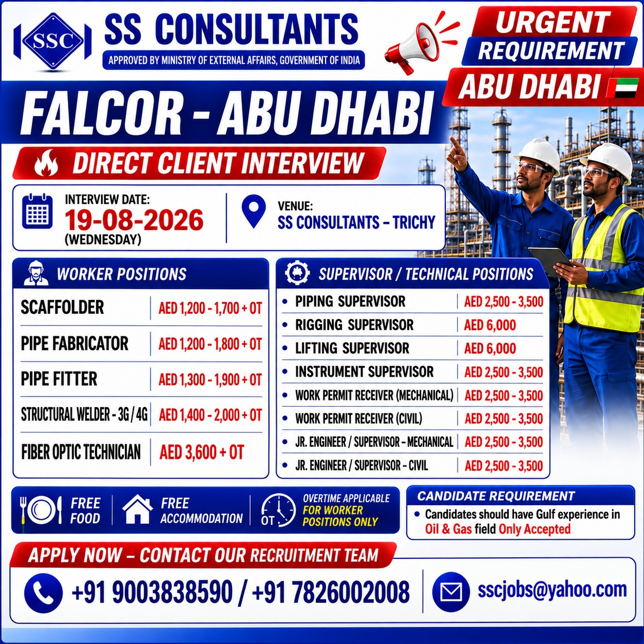 FALCOR Abu Dhabi – Oil & Gas Skilled & Technical Jobs